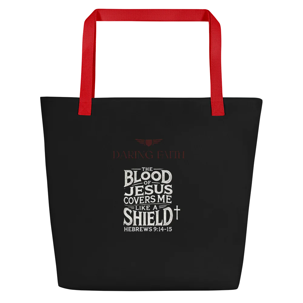 Large Branded Black Tote Bag w/ Pocket