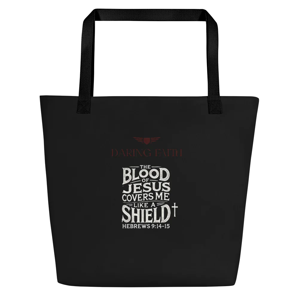 Large Branded Black Tote Bag w/ Pocket