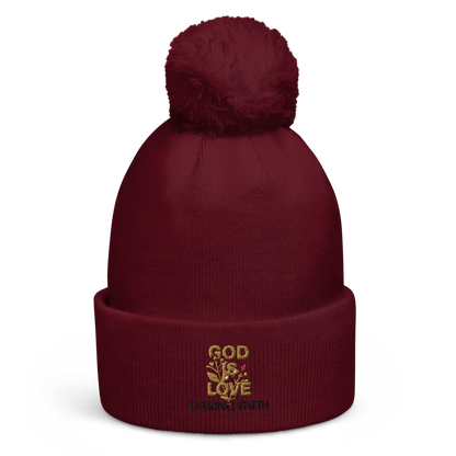 Cozy Pom Beanie  - GOD IS LOVE