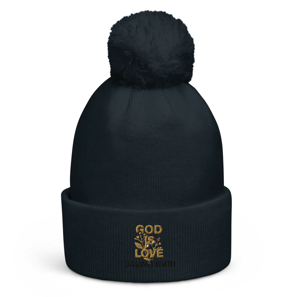 Cozy Pom Beanie  - GOD IS LOVE