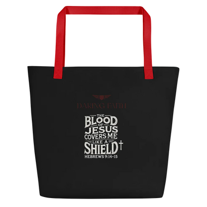 Large Branded Black Tote Bag w/ Pocket