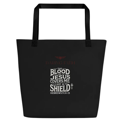 Large Branded Black Tote Bag w/ Pocket