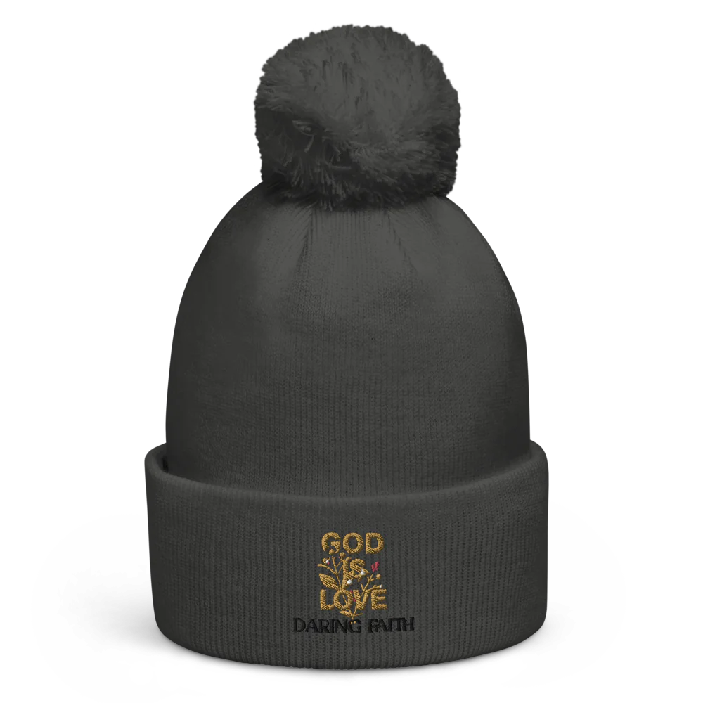 Cozy Pom Beanie  - GOD IS LOVE