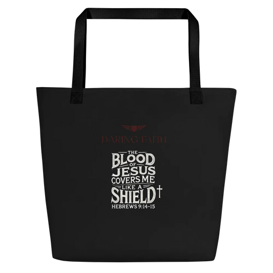 Large Branded Black Tote Bag w/ Pocket