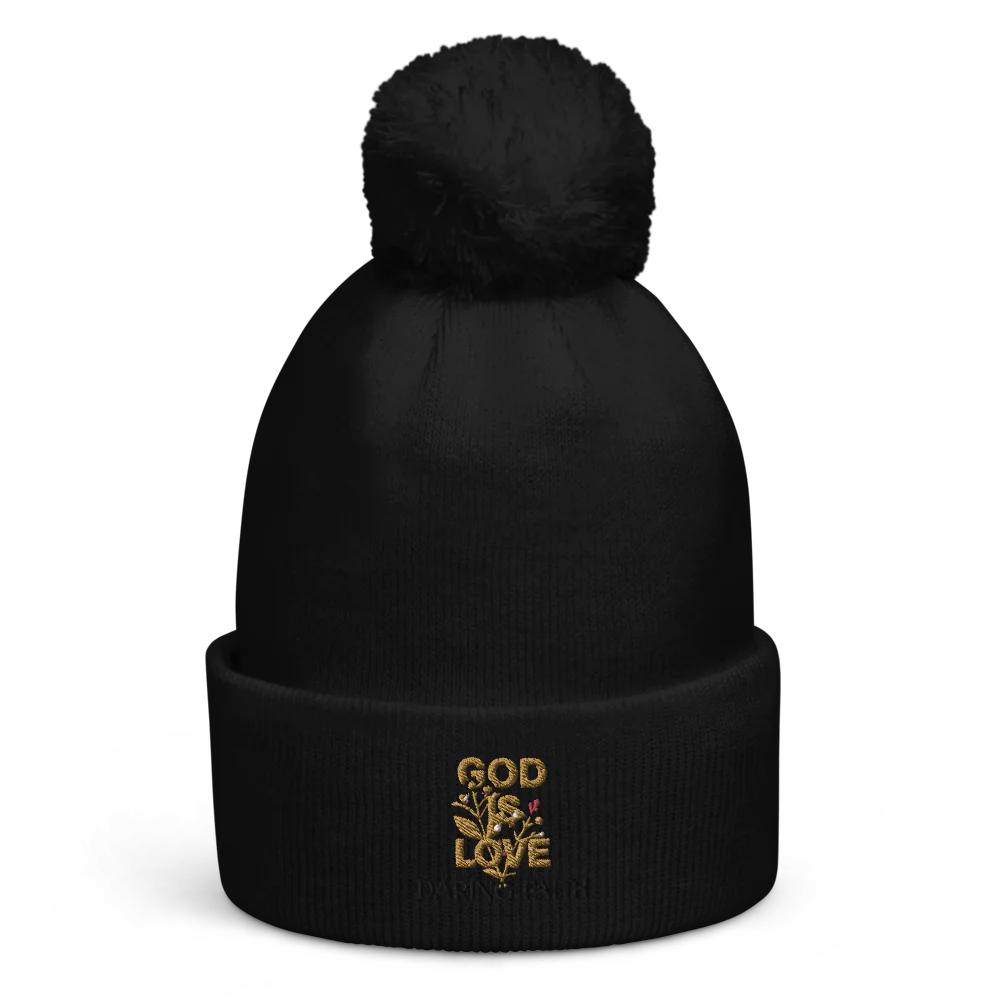 Cozy Pom Beanie  - GOD IS LOVE